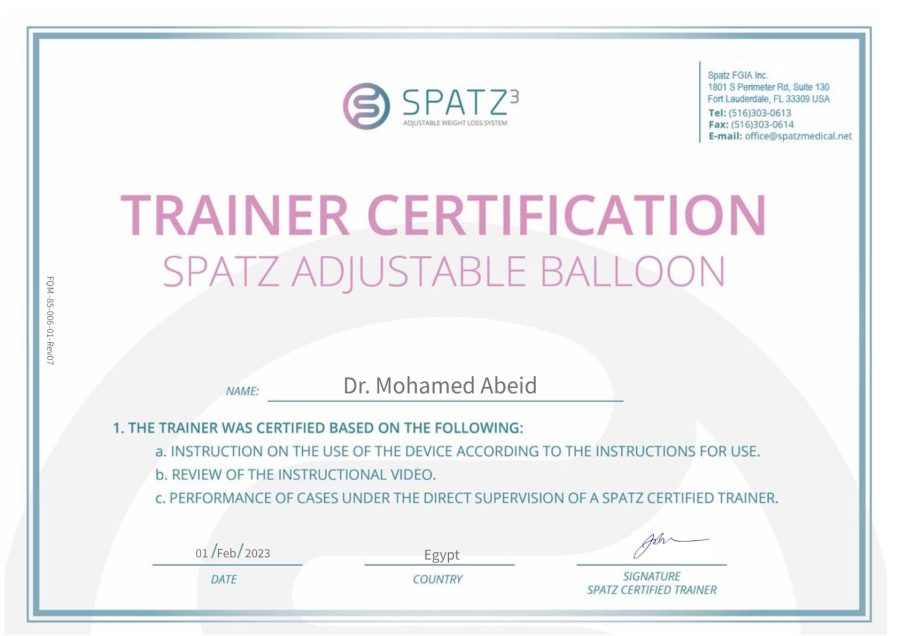 Dr. Mohamed Abeid - SPATZ3 Trainer Certificate 2023
